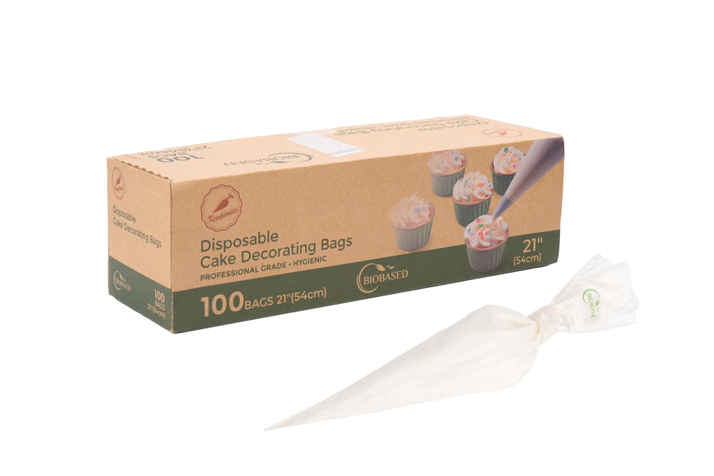 Keenpioneer 18-Inch Biobased Disposable Piping Bags, Plant Based Cake Decorating Pastry Bag - Pack of 100