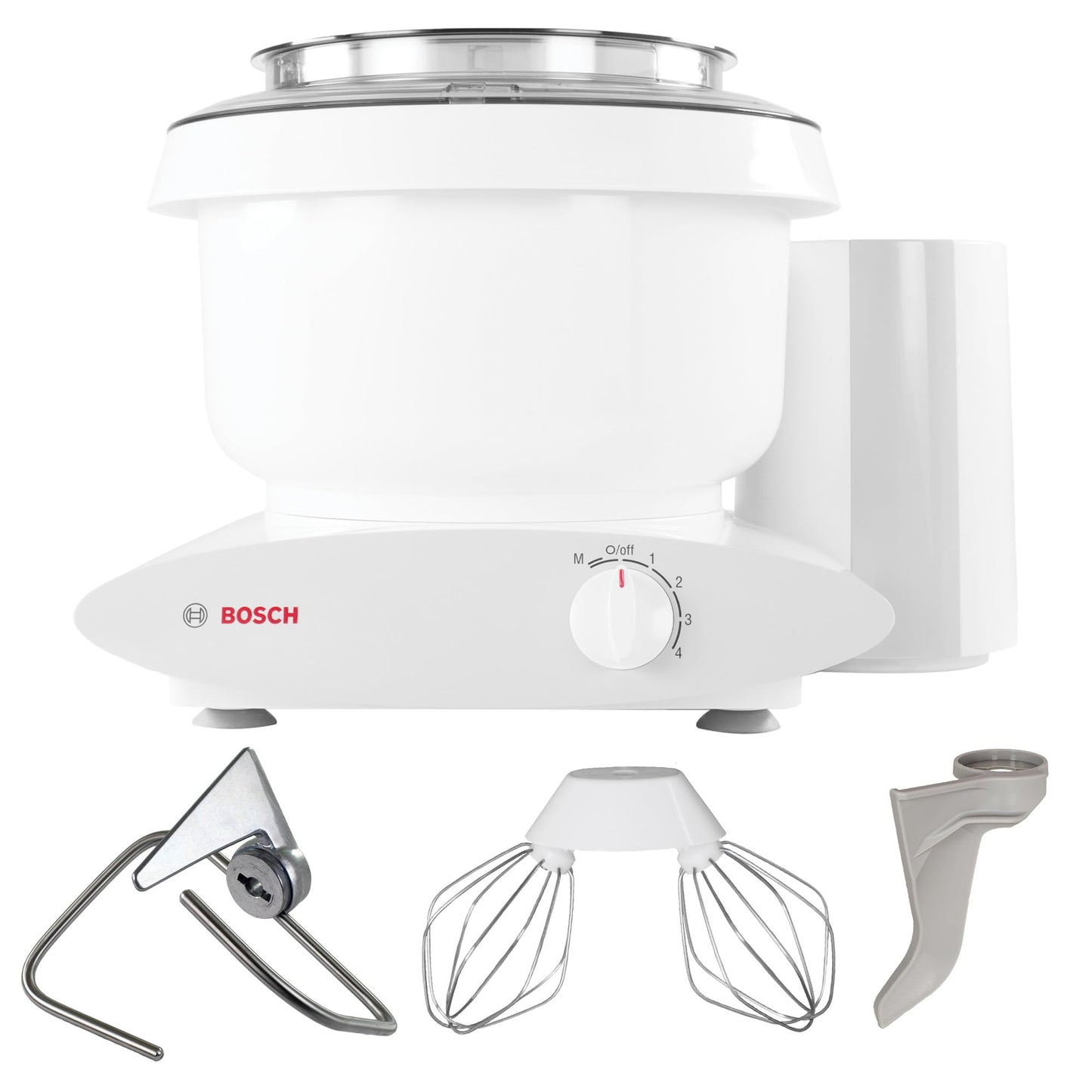 Bosch Universal Plus Stand Mixer 500 Watt, 6.5 Quarts with Wire Whips, Dough Hook & NutriMill Dough Hook Extender Bundle