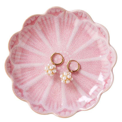 Lotus Leaf Shape Ring Holder Dish, Small Key Bowl, Ceramic Trinket Tray Jewelry Dish Organizing Necklace Earrings for Mom Friend Sister, White. All Jewelries Are NOT Included.