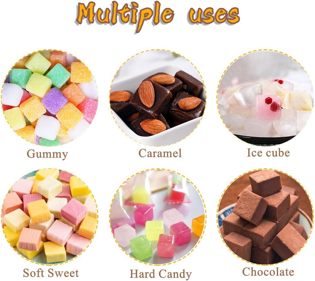 JOERSH Square Candy Molds Silicone Molds for Hard Candy, Gummy, Caramels, Chocolate, Ganache, Ice Cubes, 252 Cavity