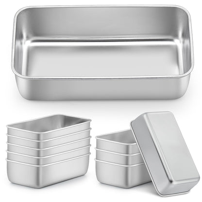 LIANYU 8 Pack 9x5 Loaf Pans for Bread Baking, Stainless Steel Baking Bread Pans, Small Loaf Tins for Homemade Brownies and Pound Cakes, Dishwasher Safe