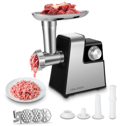 Electric Meat Grinder，350W(2800W Max) Sausage Stuffer Maker with Sausage Stuffer Tubes & Kubbe Kit，Food Grinder with Blade & 3 Plates For Home Kitchen Use