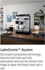 De'Longhi De’Longhi Magnifica Evo Automatic Espresso & Cappuccino Machine with Latte Crema System, 9.45 in. x 17.32 in. x 14.17 in., Chrome