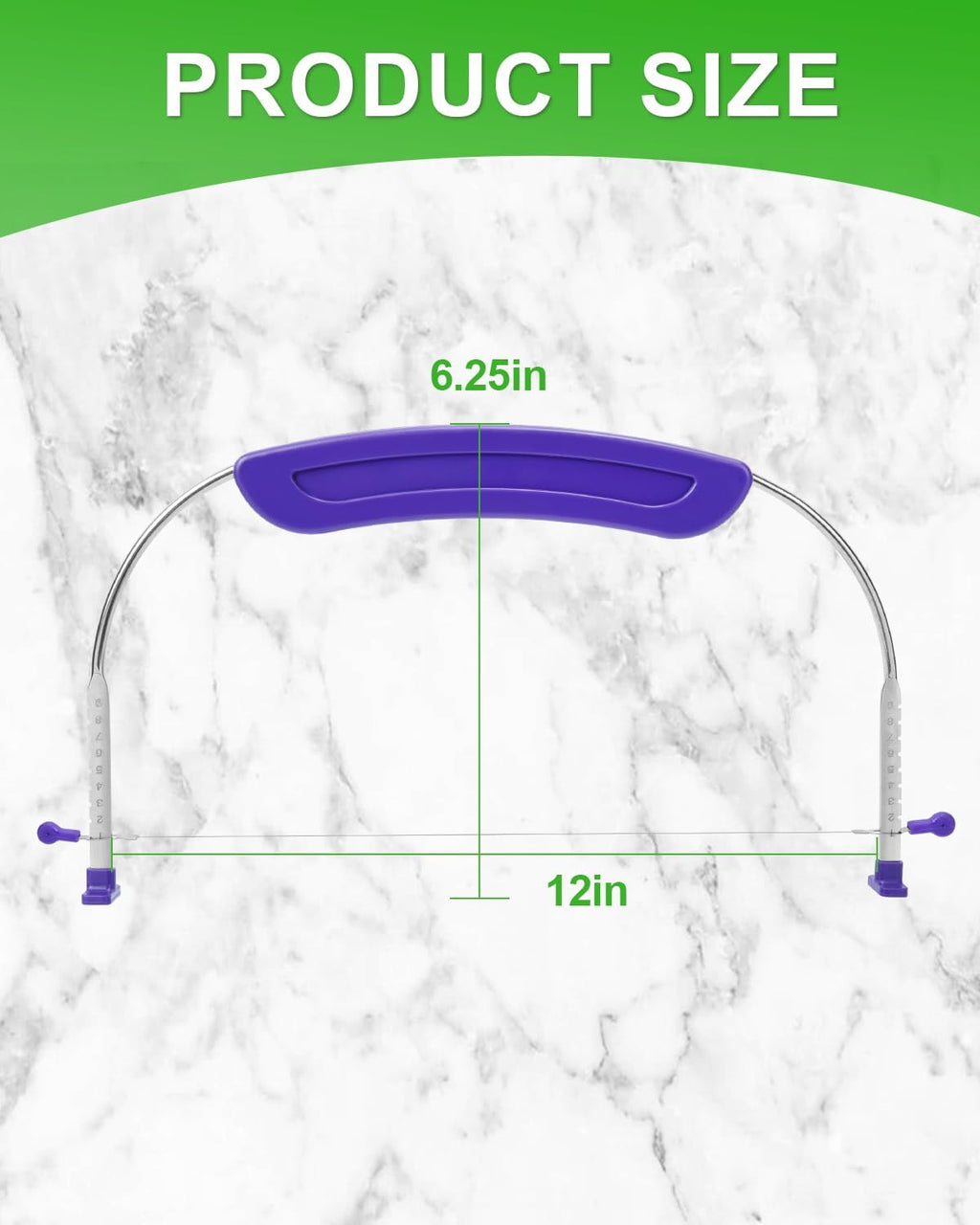 Adjustable 2- wire Cake Slicer Leveler Small Cake Cutter Slicer for Leveling Tops of Layer Cakes Professional Baking Tool with Stainless Steel Wires and Purple Handle By Prokitchen