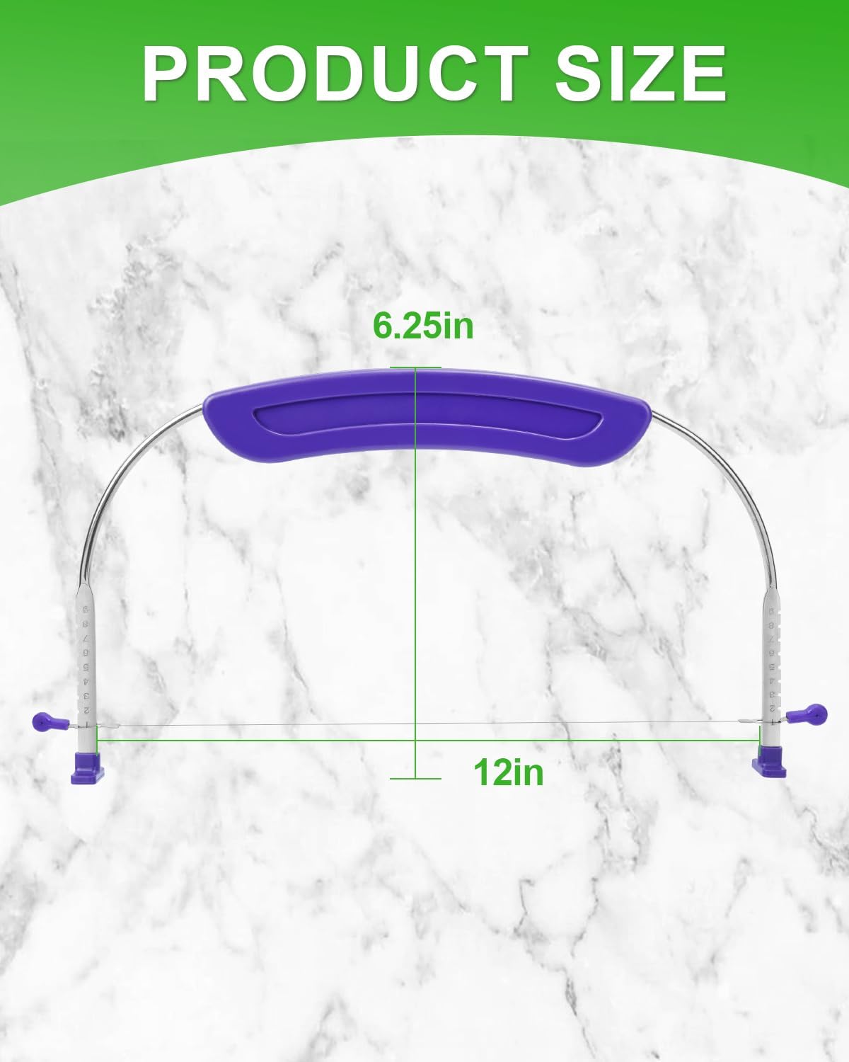 Adjustable 2- wire Cake Slicer Leveler Small Cake Cutter Slicer for Leveling Tops of Layer Cakes Professional Baking Tool with Stainless Steel Wires and Purple Handle By Prokitchen