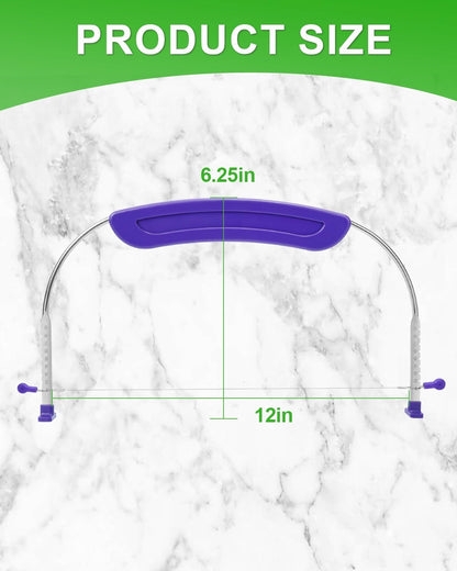 Adjustable 2- wire Cake Slicer Leveler Small Cake Cutter Slicer for Leveling Tops of Layer Cakes Professional Baking Tool with Stainless Steel Wires and Purple Handle By Prokitchen
