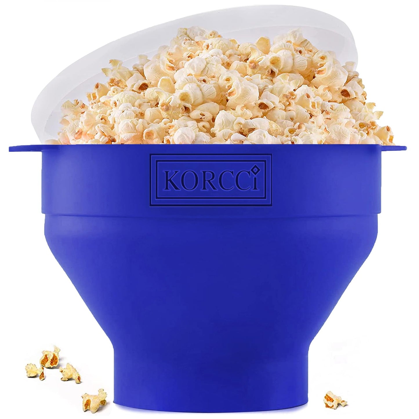 The Original Korcci Microwaveable Silicone Popcorn Popper, Microwave Popcorn Popper, Collapsible Microwave Popcorn Maker Bowl, No Oil Required, Use In Microwave, Dishwasher Safe (Blue)