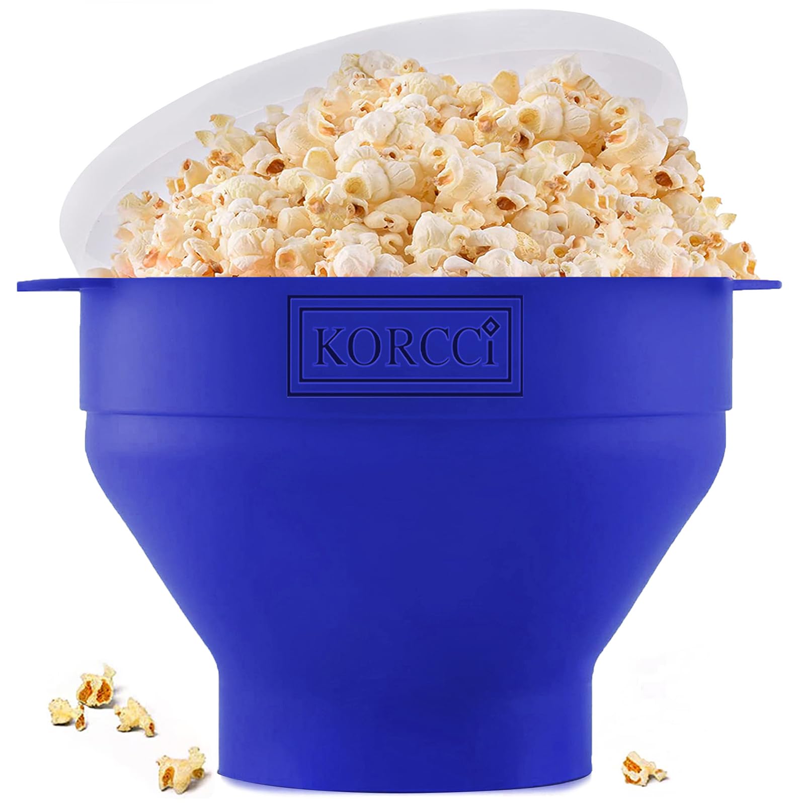 Oryginalna silikonowa maszynka do popcornu do mikrofal Korcci, maszynka do popcornu do mikrofal, składana miska do robienia popcornu w mikrofalówce, nie wymaga oleju, do użytku w kuchence mikrofalowej, można myć w zmywarce (niebieska)