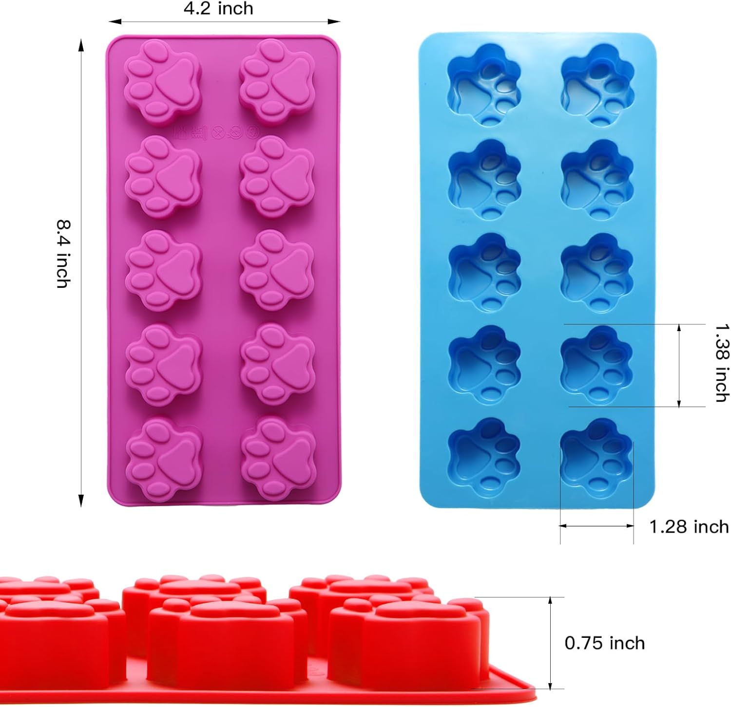 6PCS Silicone Molds Puppy Dog Paw and Bone, Elegant Chocolate Molds for Baking, Non-Stick gummy molds, Dog Treat Molds, Used for Chocolate, Candy,Pudding, Jelly,Ice Cube,Biscuits,Dog Treat by AOULELA