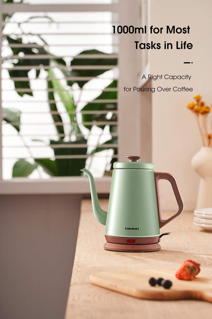 DmofwHi Gooseneck Electric Kettle(1.0L), 100% Stainless Steel BPA Free Classic Pour Over Coffee Kettle | Tea Kettle - Green