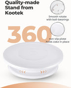 Kootek Cake Decorating Kit Baking Supplies Cake Turntable with 2 Frosting Straight Angled Spatula 3 Icing Smoother Scrapers Baking Accessories Tools for Beginners and Pros, White