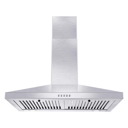 SNDOAS Range Hood 30 inch,Stainless Steel Wall Mount Range Hood 30 inch,Chimney-Style Stove Vent with Ducted/Ductless Convertible,Kitchen Hood with LED Light,Button Control,3-Speed Vent Hood