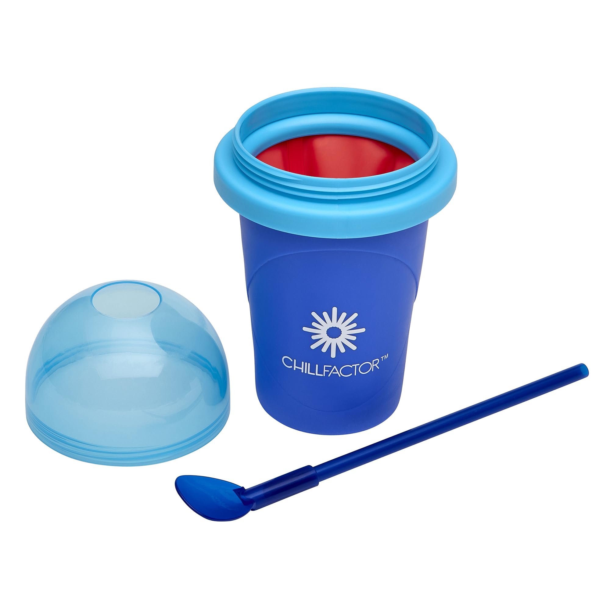 Cra-Z-Art ChillFactor Original Slushie Maker Cup, DIY Magic Slushy Maker Squeeze Cup, Super Quick Smoothie Squeeze Cup for Milkshakes, Juices, Double Layer Cup with Lid & Spoon, Blue