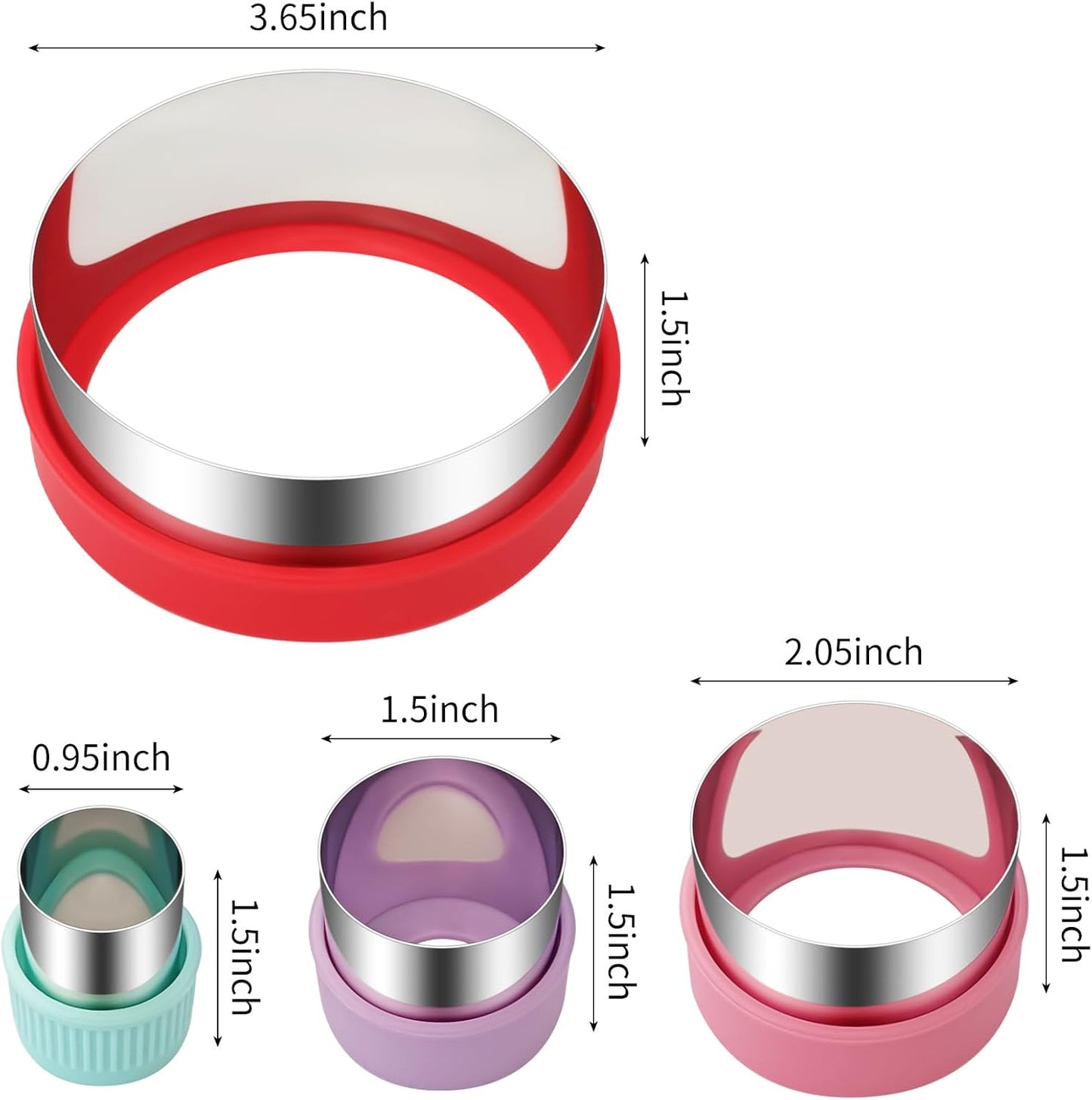 ALLTOP Round Cookie Cutter Set – 4 Different Sizes of Stainless Steel Biscuit Cutters for Baking, Donut, English Muffin, and More