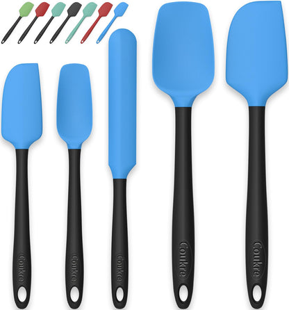 Coukre Silicone Spatula Set of 5,High Temperature Resistant, Food Grade Silicone, Dishwasher Safe, for Baking, Cooking (Aqua Green)