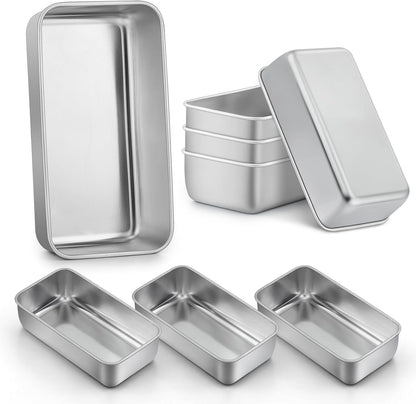 LIANYU 8 Pack 9x5 Loaf Pans for Bread Baking, Stainless Steel Baking Bread Pans, Small Loaf Tins for Homemade Brownies and Pound Cakes, Dishwasher Safe