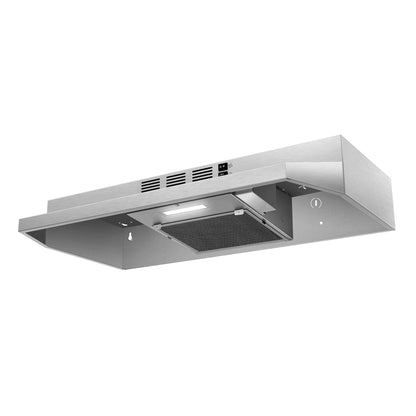 SNDOAS 30 inch Range Hood Ducted/Ductless Convertible Stainless Steel Range Hood Under Cabinet with Rocker Button Control,Vent Hood with LED Light,2 Speed Exhaust Fan,Under Cabinet Hood,Silver