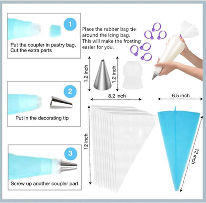 Adocfan 129PCS Piping Set Cake Decorating Tools, Baking Pastry Tools with 48 Numbered Icing Tips & Pastry bag & Flower Lifter & Nail, Cookie Cake decorating tips supplies kit & baking tools (129 PCS)