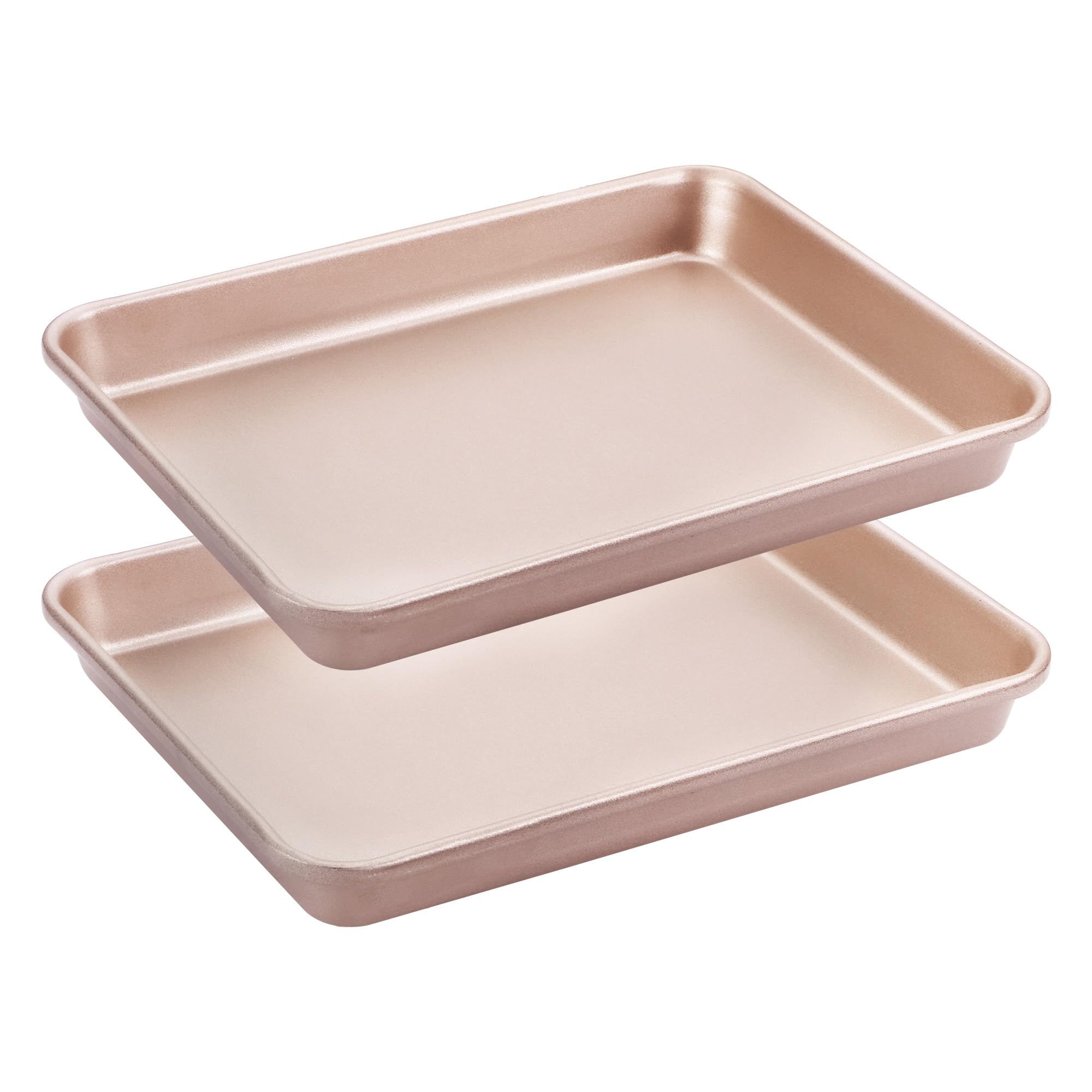 HONGBAKE 2 Pack 9.7X7.5" Toaster Oven Pans for Baking, 57% Thicker Nonstick 1/8 Cookie Sheet Pan Set, Small Baking Tray, Dishwasher Safe and Heavy Duty, Black