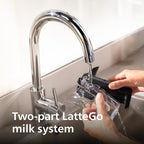 PHILIPS 4400 Series Fully Automatic Espresso Machine – 12 Hot & Iced Coffees, Quick-to-Clean LatteGo Milk System, SilentBrew, QuickStart, Ceramic Grinder, Black Chrome (EP4444/90)