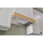 Broan- NuTone PM400SS Custom Cabinet Wbudowany 3-biegowy Power Pack Insert z oświetleniem LED i wentylatorem o maksymalnej mocy 450 CFM, 21 cali, stal nierdzewna