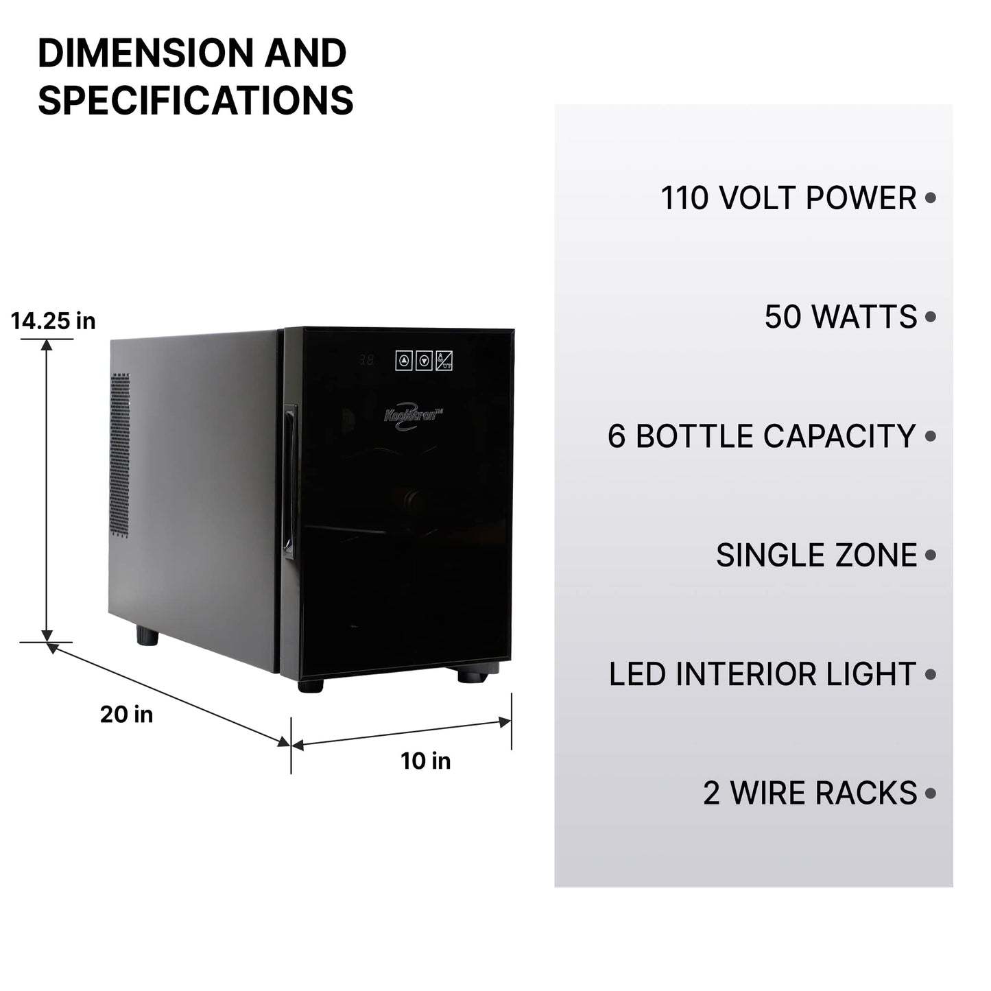 Koolatron 6 Bottle Wine Cooler Refrigerator Black Thermoelectric Wine Fridge Freestanding Wine Cellar for Red White Sparkling Wine Ideal for Small Kitchens Apartments RVs