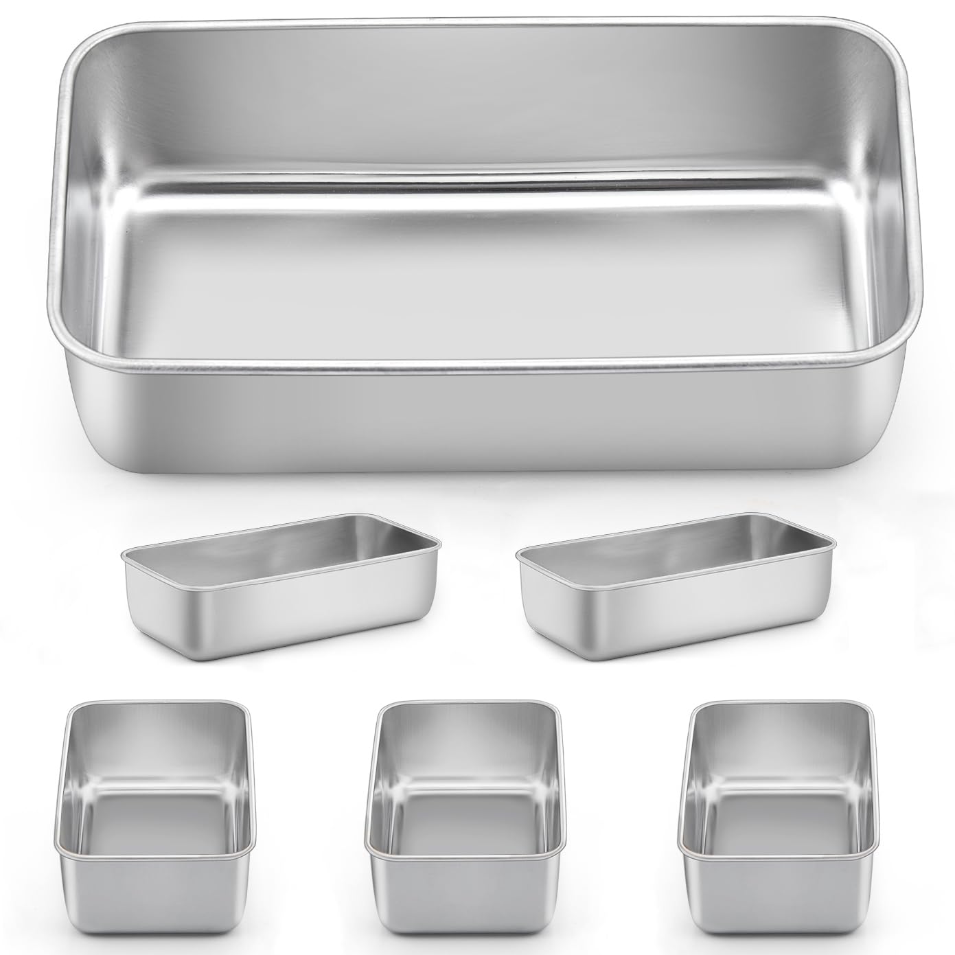 LIANYU 8 Pack 9x5 Loaf Pans for Bread Baking, Stainless Steel Baking Bread Pans, Small Loaf Tins for Homemade Brownies and Pound Cakes, Dishwasher Safe