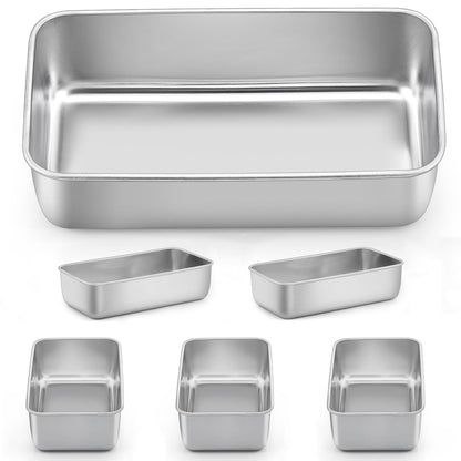 LIANYU 8 Pack 9x5 Loaf Pans for Bread Baking, Stainless Steel Baking Bread Pans, Small Loaf Tins for Homemade Brownies and Pound Cakes, Dishwasher Safe