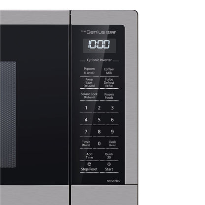 Panasonic NN-SN76LS 1.6 cu.ft Cyclonic Inverter Countertop Microwave Oven 1250Watt Power with Genius Sensor Cooking, 19.44"D x 21.88"W x 11.94"H, Stainless Steel