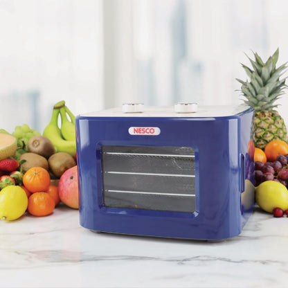 NESCO FD-41B Snackmaster Jr Food Dehydrator for Beef Jerky, Fruit, Herbs, and Snacks, 4 Trays, Blue