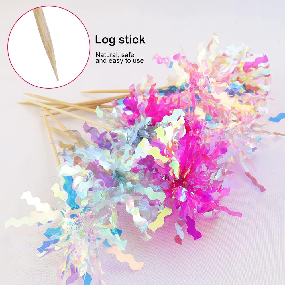 10 Pcs Happy Birthday Cake Toppers Foil Firework Cupcake Toppers Sparkle Tinsel Drink Stirrers Flowers Cake Decoration Cocktail Food Fruit Toothpick for Cake Decoration Party Supplies