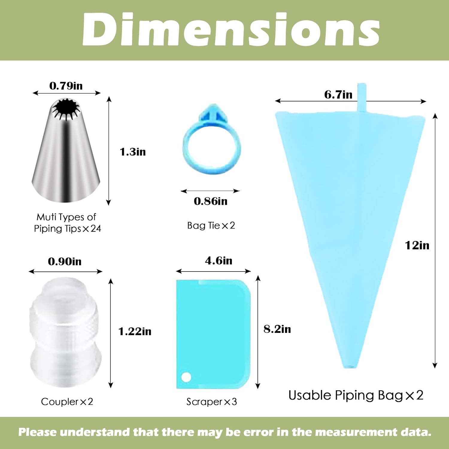 FANTEXY 33-Pieces Piping Bags and Tips Set, Reusable Cake Decorating Kit with 2 Pastry Bags, 24 icing tips, 2 Couplers, 2 Silicone Rings and 3 Scrapers, Cupcake Frosting Piping kit