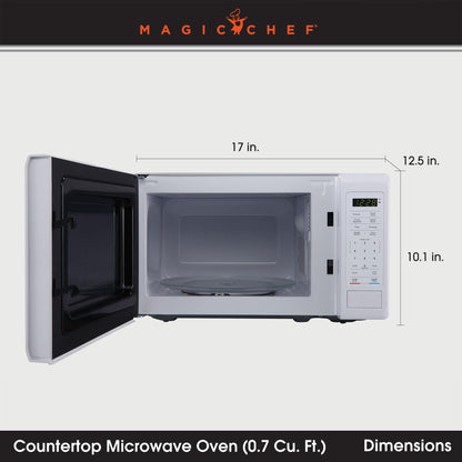 Magic Chef MC77MW Countertop Microwave Oven, Small Microwave for Compact Spaces, 700 Watts, 0.7 Cubic Feet, White