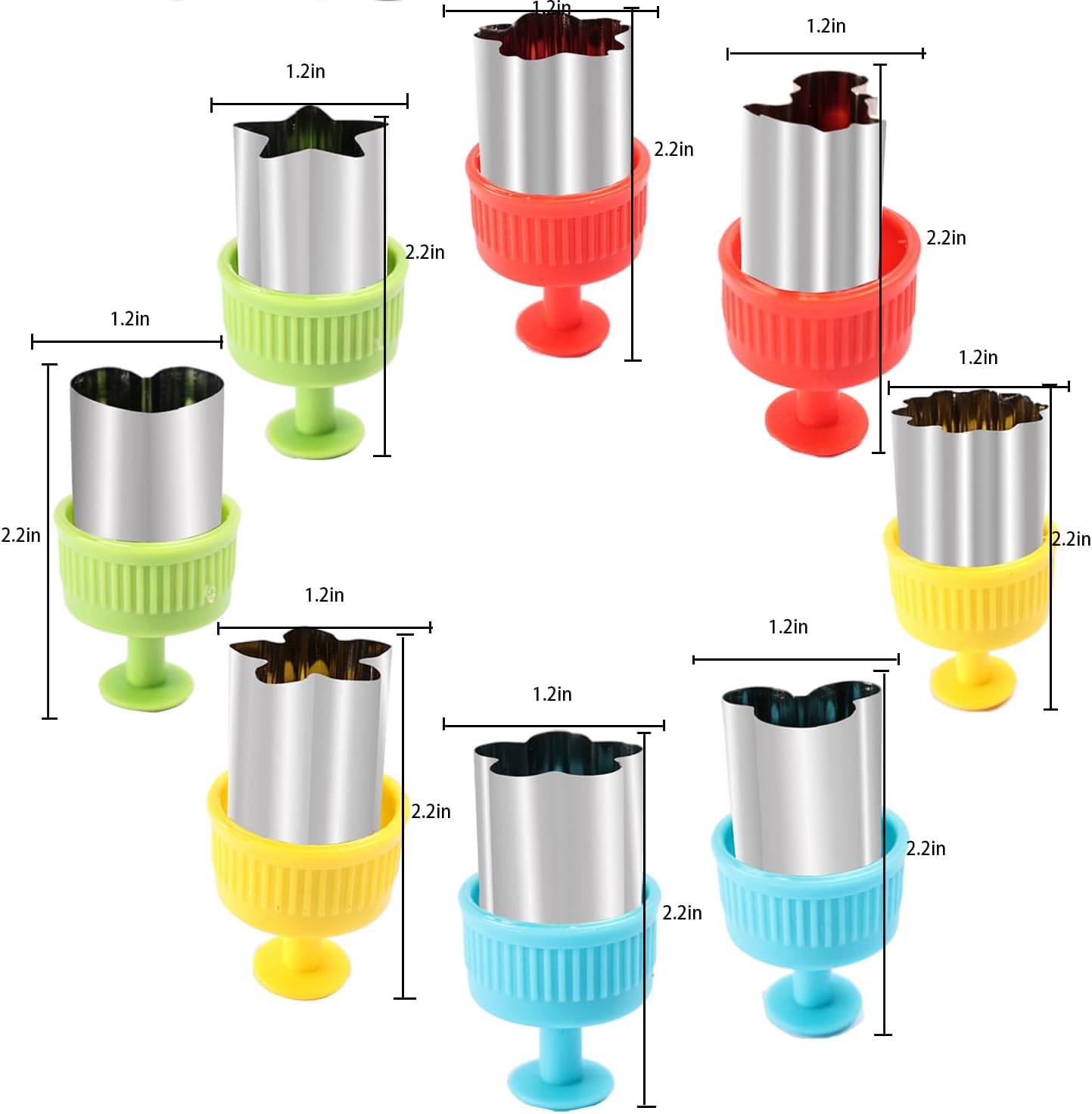 Vegetable Cutter Shapes Set - 8pc Press-type Mini Cookie Cutters Fruit Cookie Pastry Stamps Mold for Kids Baking and Food Supplement Tools Accessories