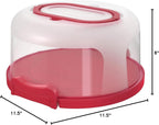 Top Shelf Elements Round Cake Carrier For Up To 10 Inch Cake Portable Cake Stands Two Sided Cake Box With Handle Fashionable Base Doubles as Five Section Serving Tray Container Holds Pies(Scarlet)