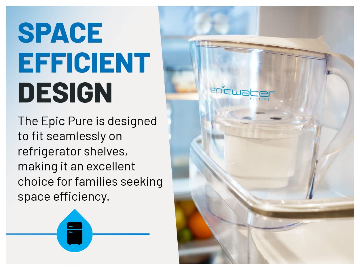 Epic Water Filters Pure Filter Pitchers do wody pitnej, 10-kubkowy filtr 150 galonów, Tritan bez BPA, usuwa fluor, chlor, ołów, Forever Chemicals
