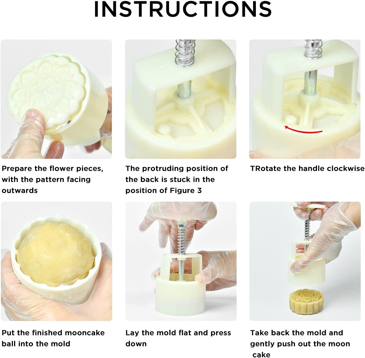 Chinese Traditional Mid-Autumn Mooncake Mold，Biscuit Stamping Machine，18 pcs 100g/125g Different Round And Square Flower Pattern For 2 Sets.