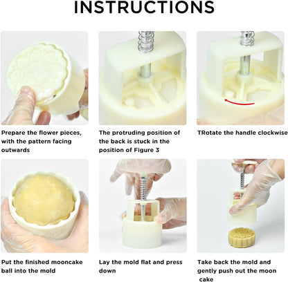 Chinese Traditional Mid-Autumn Mooncake Mold，Biscuit Stamping Machine，18 pcs 100g/125g Different Round And Square Flower Pattern For 2 Sets.