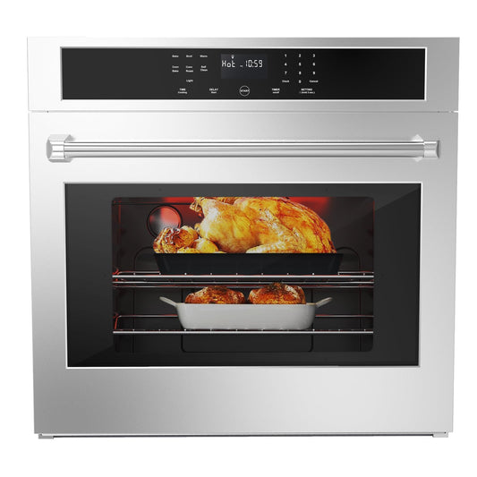 Wall Oven 30 Inch Electric Range, 4.8 Cu.Ft. Built-In Convection Oven with Broil Bake Roast Function, Safety Lock, LED Display, Touch Control, Timer, 3800W, Sliver