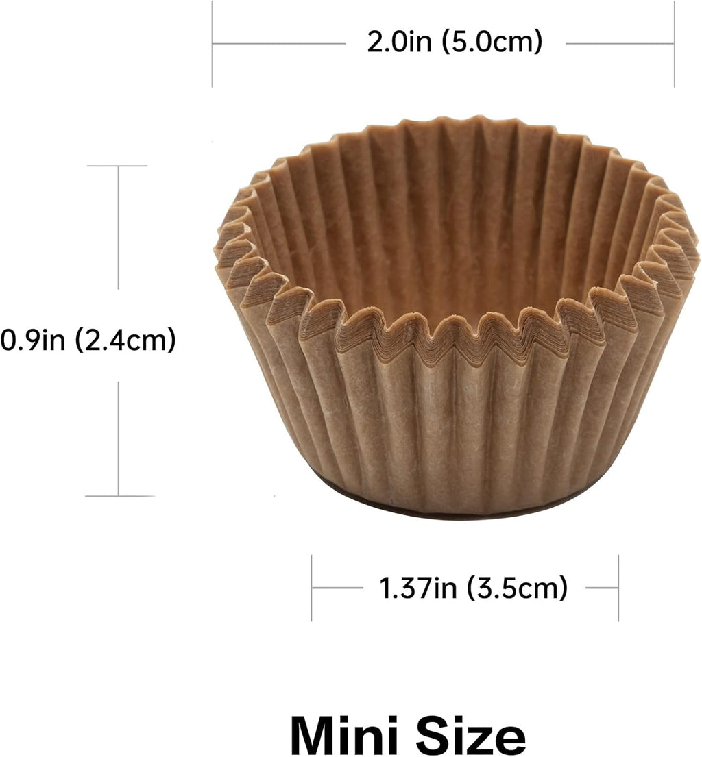 Non-Stick 400pcs Mini Cupcake Liners for Baking, Natural parchment muffin liners for Mini Muffin Pan, Cupcake Pan, Food Grade, Non Stick, Greaseproof