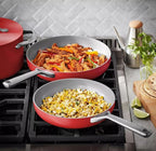 Member Mark 11 Piece Modern Ceramic Cookware Set With Smart Kitchen Tools Set (Assorted Colors) (Red)