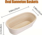 Banneton Bread Proofing Basket - 10 inch Banneton Basket Sourdough Proofing Baskets Set of 2 Oval Proofing Bowls with Liners for Professional & Home Artisan Sourdough Bread Baking Supplies