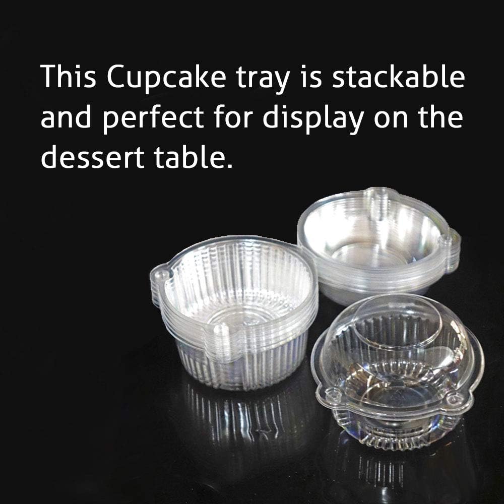 Cupcake Holders Individual,50 PC Cupcake Containers Disposable Clear Plastic Single Muffin Dome Holders Cases Individual Cupcake Boxes Bulk (white, 50 pcs)
