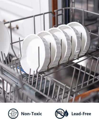 8 Oz Creme Brulee Ramekins, Porcelain Ramekins Oven Safe, Round Tart Pan Mini Fluted Quiche Dishes, Set of 6, White