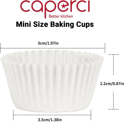 Caperci 500 Count Mini Cupcake Liners White Muffin Liners Greaseproof No Smell Small Cupcake Wrappers Baking Cups