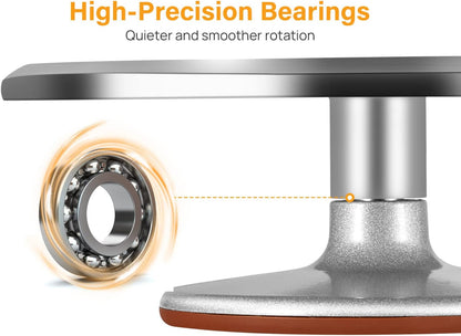 Kootek Aluminium Cake Turntable, 12 Inch Rotating Cake Stand, 35 pcs Cake Decorating Kit Supplies with 24 Numbered Icing Piping Tips, 2 Frosting Spatula, Pastry Bags and Other Baking Tools