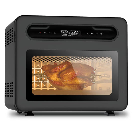 26QT Air Fryer Toaster Oven, Steam Countertop Oven, Fit 12" Pizza, 6 Slices Toast, Large Capacity, Rotisserie and Dehydrator, Pizza