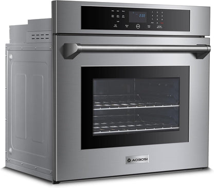 AAOBOSI Wall Oven 30 inch Single Wall Ovens Electric Built-in Convection Oven, 3800W, 4.8 Cu. Ft. Broil Bake Roast Function, LED Display, Touch Control, Safety Lock, Timer for Kitchen Cabinetry