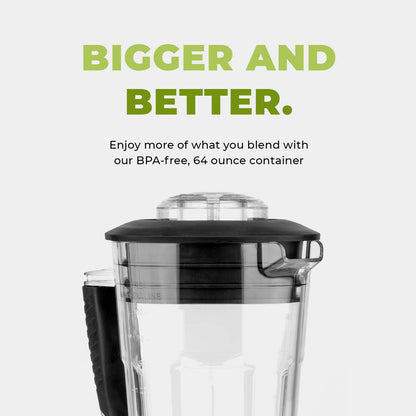 Cleanblend Commercial Blender with 5-Year Full Warranty - 1800W, 3HP, 64oz High-Performance Professional Countertop Blender with Stainless Steel Blades