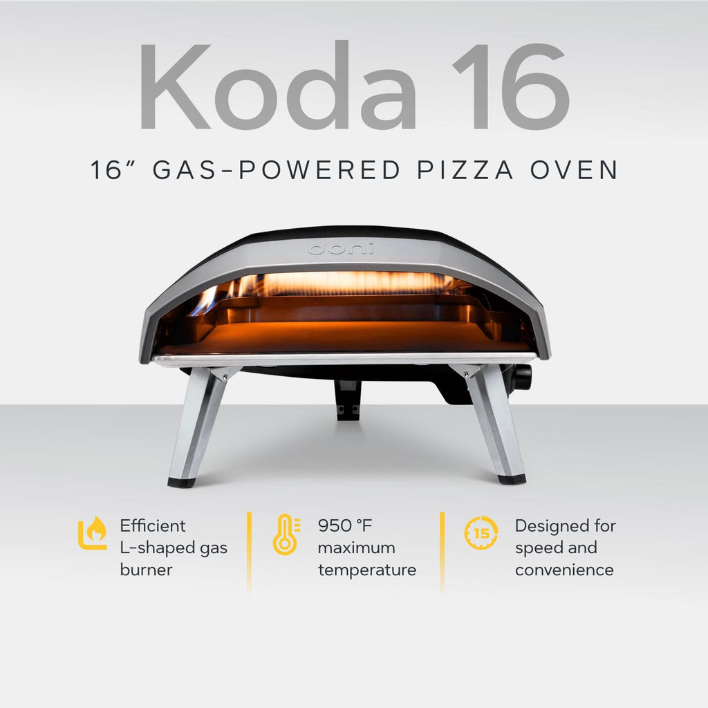 Ooni Koda 16 Piec do pizzy gazowy – 28mbar propanowy piec do pizzy na zewnątrz, przenośny piec do pizzy na ogień i na kamieniu 16-calowe pizze, z wężem gazowym i regulatorem, maszyna do robienia pizzy na blacie, kuchenka do pizzy na zewnątrz